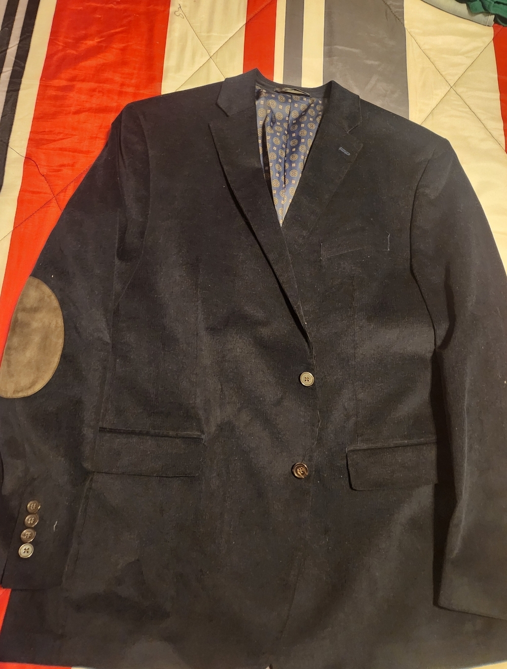 Men's Ralph Lauren Dark Teal Blazer with Brown Elbow Patches - Picture 2 of 4